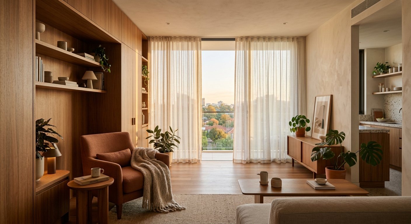 Styled reading corner with armchair